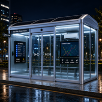 Abri de bus intelligent pour ville connectée avec écran LED, boîte lumineuse publicitaire, affichage d'informations publiques et logiciel Cloud
