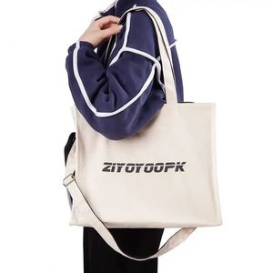 Bolsa de Mano de Lona Ecológica Reciclada con Estampado Personalizado de Alta Calidad, Bolsa de Hombro Resistente con Patrón de Letras - Product Image 4