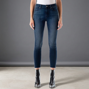 Jean en denim pour femme, coupe mi-longue ample, couleur unie, délavé, style décontracté, poches, tissu tricoté respirant, design simple - Product Image 3