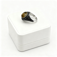 Kaanjewelry Bague Chevalière Homme en Argent Sterling 925, Cabochon Ovale en Agate Naturelle, Finition Antique Noire Oxydée à Motif de Points, Bande Large