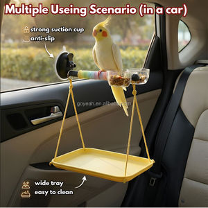 Perchoir pour oiseaux de fenêtre avec bac à déjections et double mangeoire, balançoire stable pour perroquets avec ventouse pour la collecte des excréments - Product Image 5