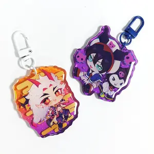 Eco-Friendly Custom Anime Printed Cute Colorful Printing Cartoon Acrylic Charms Keychains