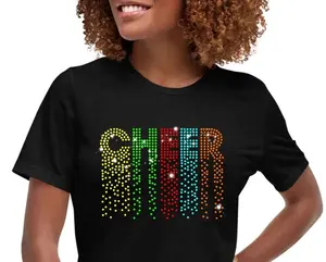 Professionele Bling Ijzer Op Patch Regenboog Cheer Moeder Ontwerp Strass Warmte Overdracht Motief Voor Shirts