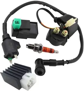 Ignition Coil Solenoid Relay Voltage Regulator 5-PIN CDI Box Spark Plug for 50cc 70cc 90cc 110cc 125cc ATV Go Kart Dirt Bike