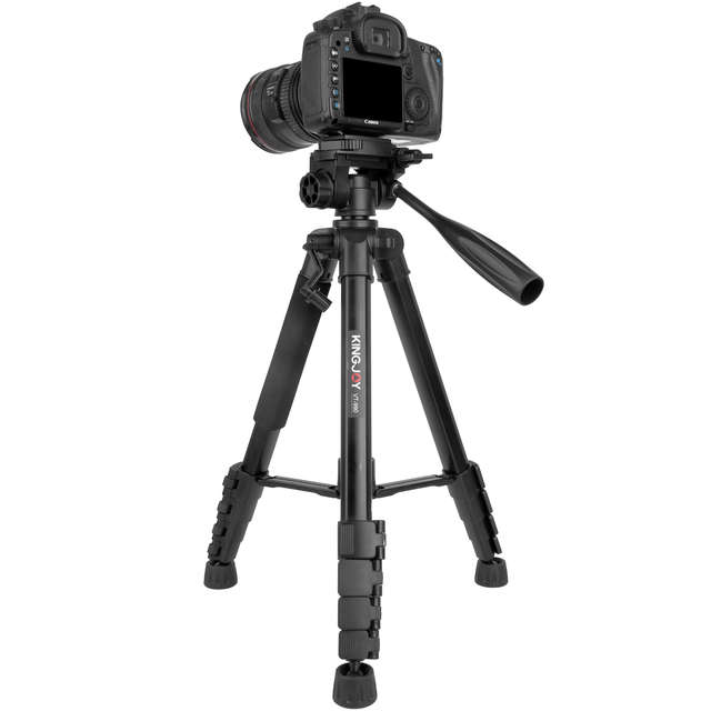 Kingjoy VT-990 Lightweight Portable Aluminum Compact Professional Travel Camera Tripod Flip Lock Bubble Level for Mobilephone