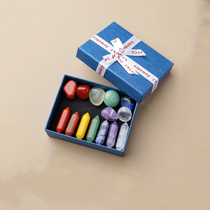 Set Combinato di Sette Colonne Esagonali di Pietre Energetiche Chakra, <span class=keywords><strong>Obelisco</strong></span> Energetico in Cristallo di Quarzo, Esemplare Minerale Reiki, Confezione Regalo per la Guarigione - Product Image 2