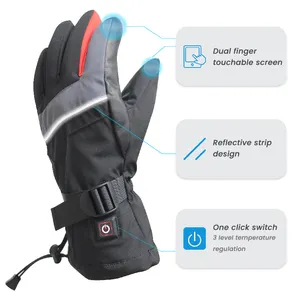 Şarj edilebilir ısıtmalı kayak eldivenleri silikon dayanıklı deri açık spor eldiven için Usb ısıtmalı pil dahil