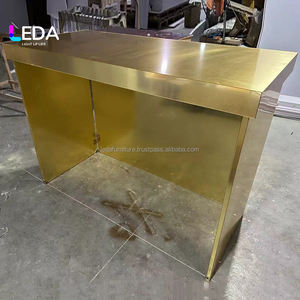 Mesa de Comedor Rectangular de Acrílico Dorado de Lujo Moderno LEDA para Eventos - Product Image 4