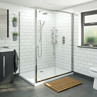 Écran de douche moderne à panneau fixe en aluminium de 1/2 pouces, canal en forme de U profond trempé pour porte de douche/cabines standard, salle de douche