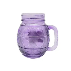 Linlang hot selling colorful 500ml glass bottle With Handle and metal Lids export to India