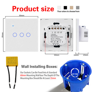 Smart Wifi <b>Switch</b> 86mm 10A Single Live <b>Wire</b> Voice <b>Control</b> Tuya App European Standard - Product Image 1