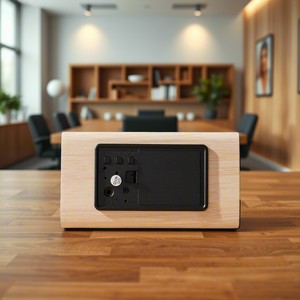 Sveglia <span class=keywords><strong>da</strong></span> Tavolo Creativa in Legno a Forma di Triangolo con Display della Temperatura, Funzione Data, Design Multifunzionale e Risveglio Intelligente con Comando Vocale - Product Image 4