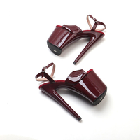 Sandales à talons hauts pour femmes, bout ouvert, bride en T, plateforme à talons hauts, bride à la cheville, chaussures de pole dance, 20 cm / 8 pouces