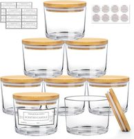 1 ensemble de 15 pots à bougies en verre avec couvercles en bambou, contenants à bougies transparents/givrés de 4 oz avec étiquettes, pots vides pour la fabrication de bougies DIY