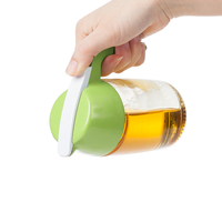 Nouveau petit distributeur d'huile et de vinaigre de pot de sirop de café en verre rond unique de 250ml avec poignée pour miel d'abeille