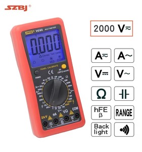 VC92 2000V LCD มัลติมิเตอร์แบบดิจิตอล มัลติมิเตอร์แบบดิจิตอลอเนกประสงค์สำหรับอุตสาหกรรมไฟฟ้าโซลาร์เซลล์ - Product Image 3