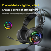 Casque audio et écouteurs T-WOLF H140 à réduction de bruit, casque de jeu filaire supra-auriculaire 7.1 USB avec éclairage LED pour PC
