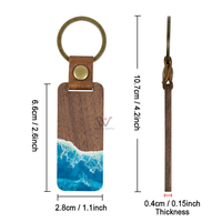 Win Win Porte-clés en bois Souvenirs Cadeau Indonésie Porte-clés planche de surf avec vague de plage