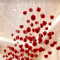 Rideau de perles en forme de rose pour décoration suspendue au plafond, idéal pour fêtes, mariages, centres commerciaux, événements, salons et restaurants
