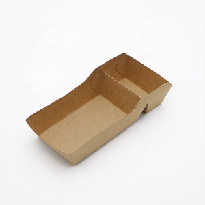 JIEHUI Plateau de bateau en papier kraft de haute qualité à 2 compartiments pour les plats frits à emporter avec récipients de restauration rapide imprimés - Product Image 1