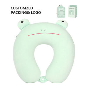 Bantal leher busa memori berbentuk U, bantal perjalanan 360 derajat dengan fitur pijat yang dapat dipakai untuk perjalanan pesawat dan mobil - Product Image 1