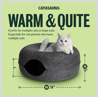 Nouveau Lit Rond en Feutre pour Chat, Doux et Chaud, Semi-Fermé, Maisonnette Respirante et Confortable pour Animaux, Nid de Chat en Forme de Donut pour Intérieur et Extérieur