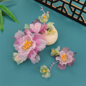 Pinza para el pelo de peonía morada-rosa antigua hecha a mano con diseño original Primavera 2026, accesorio para el cabello perforado, tocado Hanfu - Product Image 4