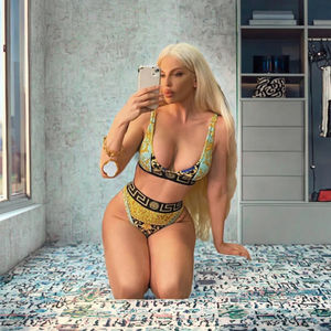 <span class=keywords><strong>Bikini</strong></span> de diseñador de pierna alta para mujer-Conjunto de traje de baño de 2 piezas metálico con tiras y escote sin tirantes - Product Image 3