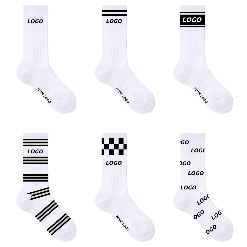 Socks Uron White Men Crew Socks Custom Logo Half White Crew Socks For Mens From Zhuji