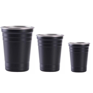 Tazze di metallo da 20 once riutilizzabili bianco opaco nero rosso colore bicchieri da 16 once a parete singola tazza da birra con coperchio scorrevole <span class=keywords><strong>e</strong></span> paglia - Product Image 1