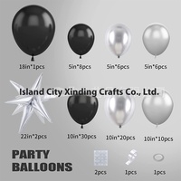 Ensemble de chaînes de ballons en latex argenté et noir asymétriques de 18 pouces, fête d'anniversaire pour enfants, nouveau produit transfrontalier pour la décoration