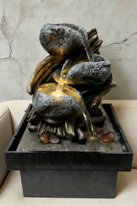 Fontaine d'eau sculpturale à effet <span class=keywords><strong>pierre</strong></span> pour table avec éclairage LED - Product Image 4