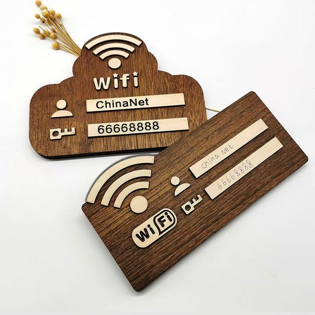 Handmade Wooden Wi-Fi Password Wall Hanging Decoration Christmas Wireless Network Sign