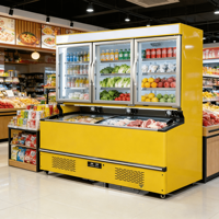 Congélateur commercial en marbre pour l'affichage de légumes et fruits, avec étagères à température réglable, idéal pour les supermarchés et la conservation des produits frais