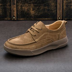 Men Genuine Leather Casual Shoes Vintage Lace‑up Low <b>Top</b> Sneakers Thick Cushioned Sole <b>Walking</b> Shoes for Daily Business Shoes - Product Image 3