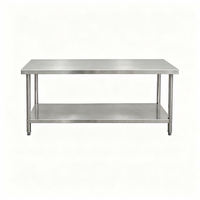 Table de travail en acier inoxydable double couche, planche à découper, table de cuisine en acier inoxydable épaissi à deux niveaux