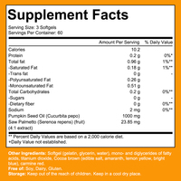 Suplemen Herbal Saw Palmetto Minyak Biji Labu 1000mg Softgel untuk Dewasa, Cold Pressed, 180 Kapsul untuk Pria