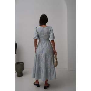 Vestido Casual Azul Bebé al por Mayor con Botones Decorativos y Mangas Abullonadas - Product Image 1