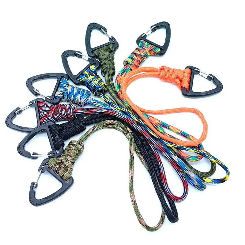 JKDSK-016 Wholesale artesanal guarda-chuva corda chaveiro plástico triangular gancho quadrado colorido corda pendurada