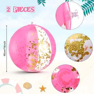 Pelota de Playa Inflable de PVC Rosa Brillante MAKE WAVES de 40 cm de Diámetro, Plegable, con Logotipo Personalizado para Fiestas en la Piscina, Empacada en Bolsa - Product Image 4