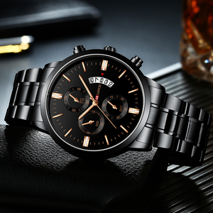 Elegant Mens Luxury Chronograph Watch Two Tone Band Gold Dial Quartz Wristwatch for Gifting - Product Image 6