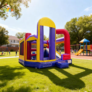 Château gonflable populaire en PVC <span class=keywords><strong>avec</strong></span> toboggan, aire de jeux extérieure pour enfants, maisons parallèles, 100+ - Product Image 2