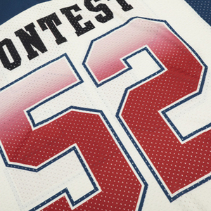 T-shirt unisexe vintage style sportif, col en V, manches courtes, jersey, tendance streetwear, ample, demi-manches, patchwork - Product Image 1