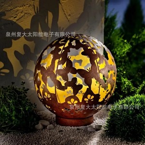 Solar Garden <b>Ball</b> Light <b>Led</b> Outdoor Iron Art Sphere Lamp Water Resistant Free Standing 12V Dc Mono Si Solar Cell - Product Image 4