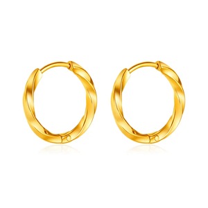 Pendientes de moda, pendientes de aro de cráter de meteorito chapados en oro de 18 quilates, venta al por mayor de acero inoxidable, pendientes torcidos de moda de oro Pvd sin deslustrar - Product Image 6