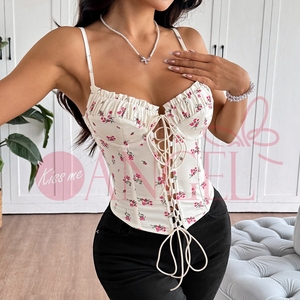 BEIJO ME ANJO Verão Quente Sexy Espartilho Top para As Mulheres Oco Out Hot Girl High Street Fishbone Camisola Moda Mulher regata Tops - Product Image 1