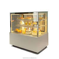 Vitrine à gâteaux commerciale en verre incurvé, refroidie par air, avec éclairage LED et verre anti-buée