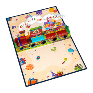 Carte d'<span class=keywords><strong>invitation</strong></span> de fête d'anniversaire pliée en 3D pour enfants, cadeau de mariage, artisanat en papier avec un design de train pop-up pour offrir de l'argent - Product Image 2