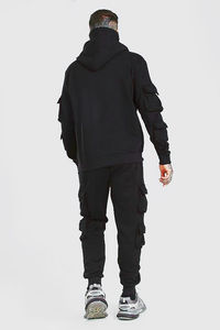 Nixuanyu — ensemble de survêtement pour homme, vêtement uni, surdimensionné, multi-poches, sweat-shirt, Logo personnalisé, Cargo - Product Image 2