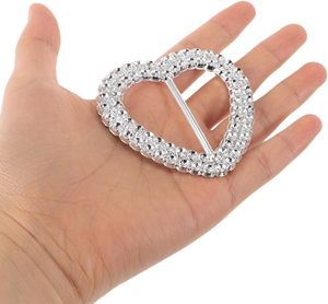 Pièces. Boucles Cœur en Strass à Trois Barres Coulissantes pour Rubans, Ceintures et Foulards – Attaches Métalliques Scintillantes pour Robes de Mariée - Product Image 3
